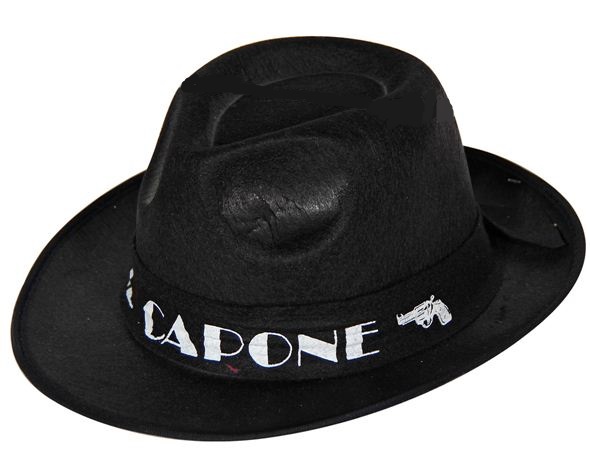 Maffiahoed Al Capone zwart - willaert, verkleedkledij, carnavalkledij, carnavaloutfit, feestkledij, maffia en Charleston, Al Capone, deukhoed, Maffiahoed